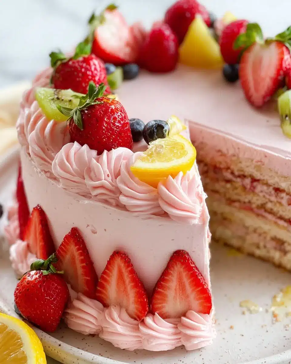 Fruit Layer Cake Strawberry Buttercream