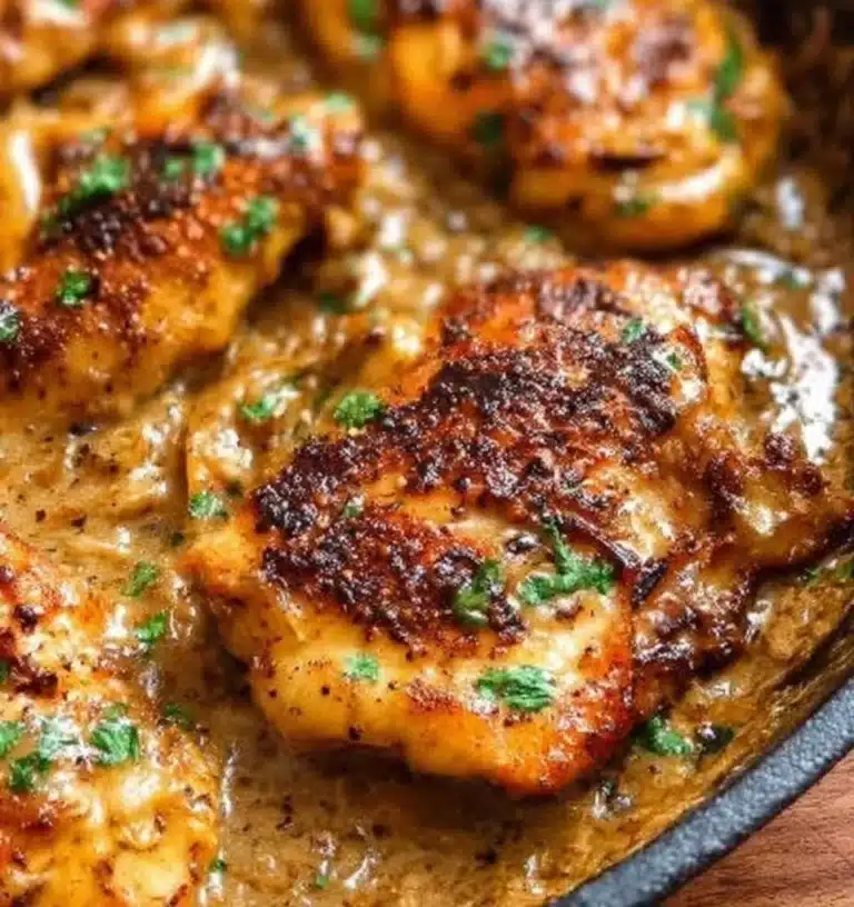 Delicious mustard chicken served with fresh herbs and vegetables