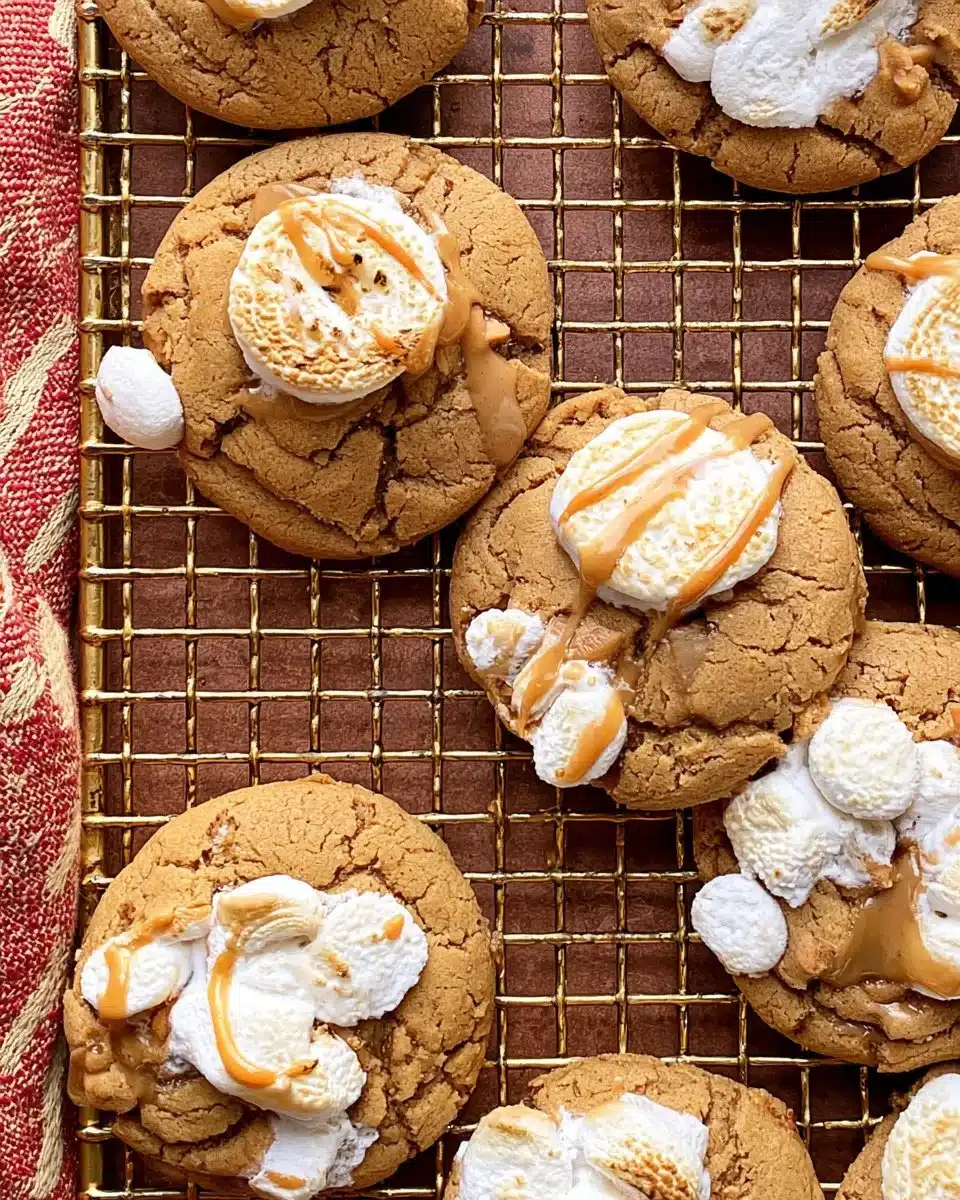 Delicious peanut butter marshmallow cookies with a soft and chewy texture.