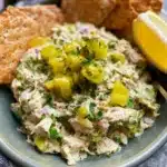 Pepperoncini Tuna Salad served in a bowl with fresh ingredients