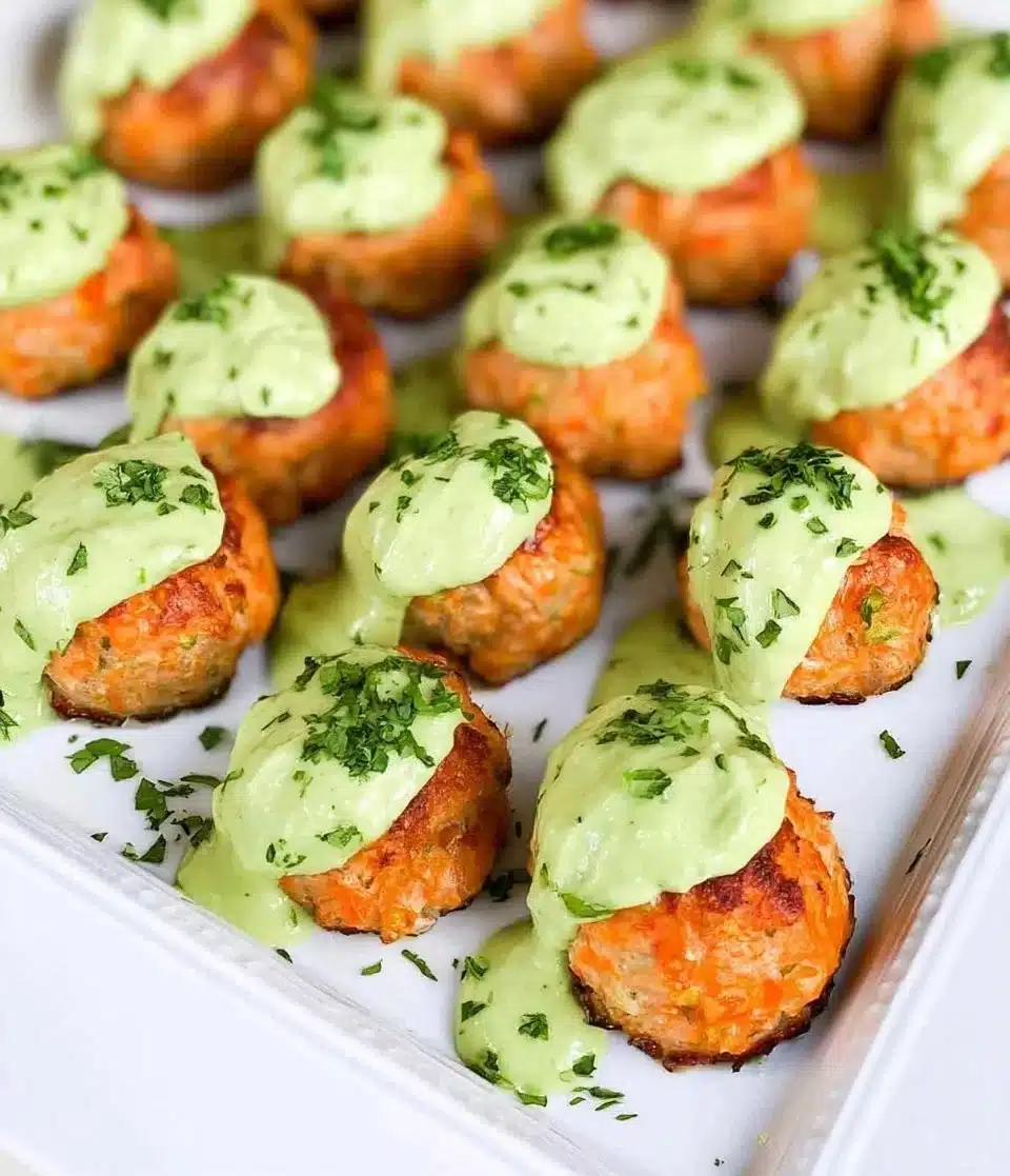 Salmon Meatballs With Avocado Sauce