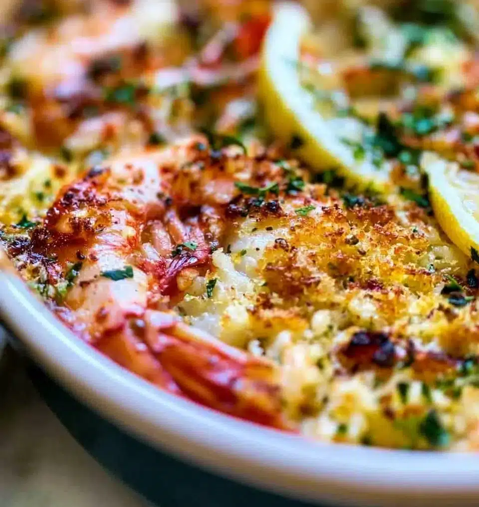 A plate of shrimp scampi with garlic, butter, and parsley over pasta.
