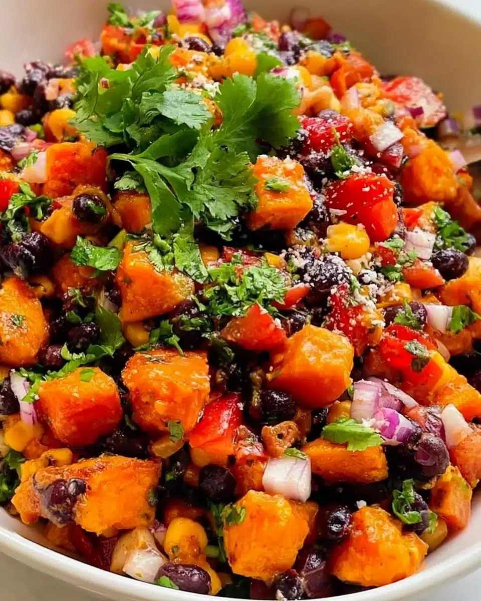 Delicious Sweet Potato Black Bean Salad served in a bowl.