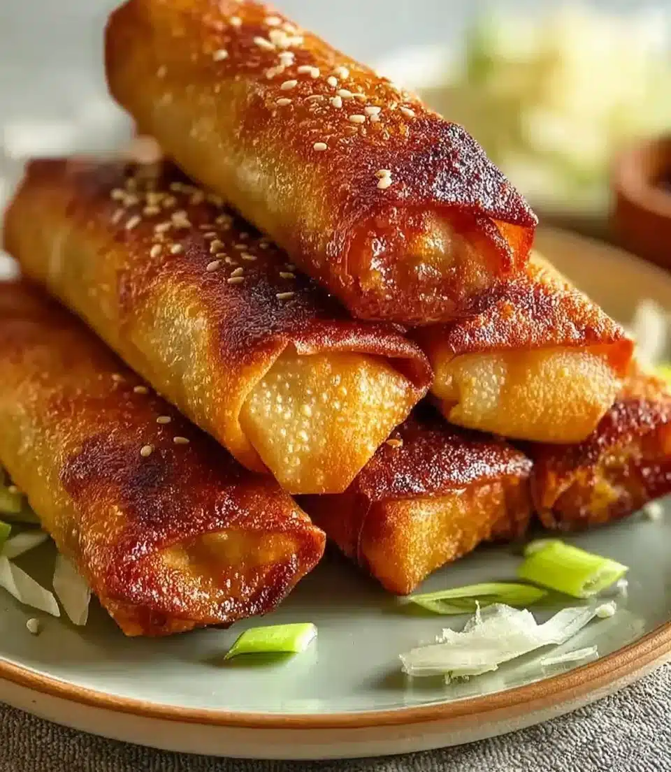 Delicious teriyaki chicken egg rolls served on a plate