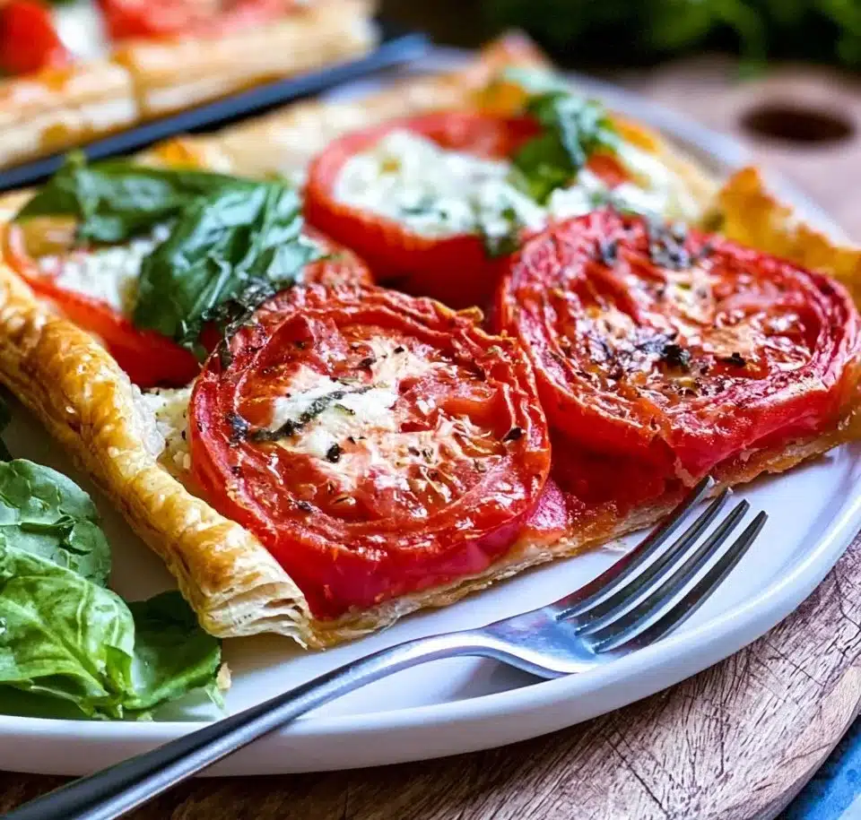 Delicious homemade Tomato Tart with fresh tomatoes and herbs.