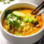 Colorful bowl of vegan curry with vegetables and spices