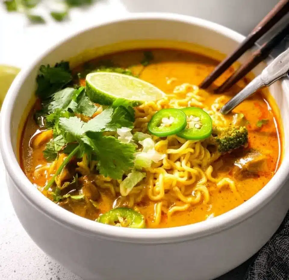 Colorful bowl of vegan curry with vegetables and spices
