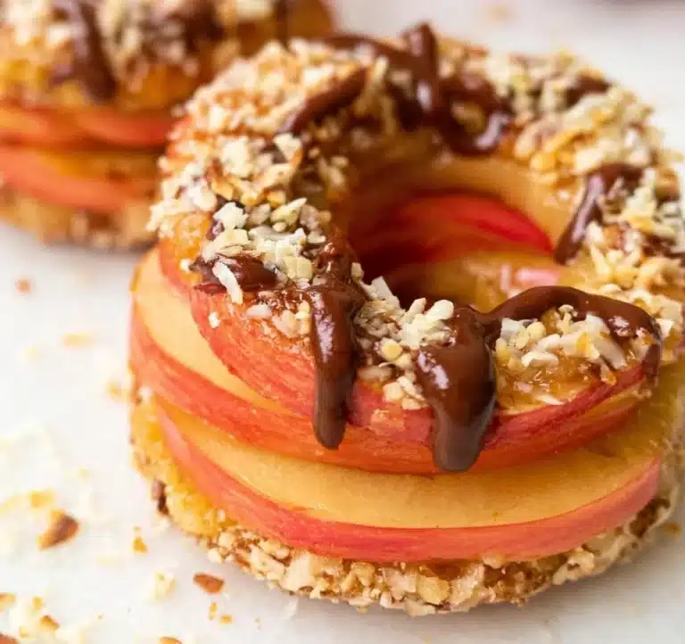 Delicious homemade Apple Samoas dessert with caramel and coconut.