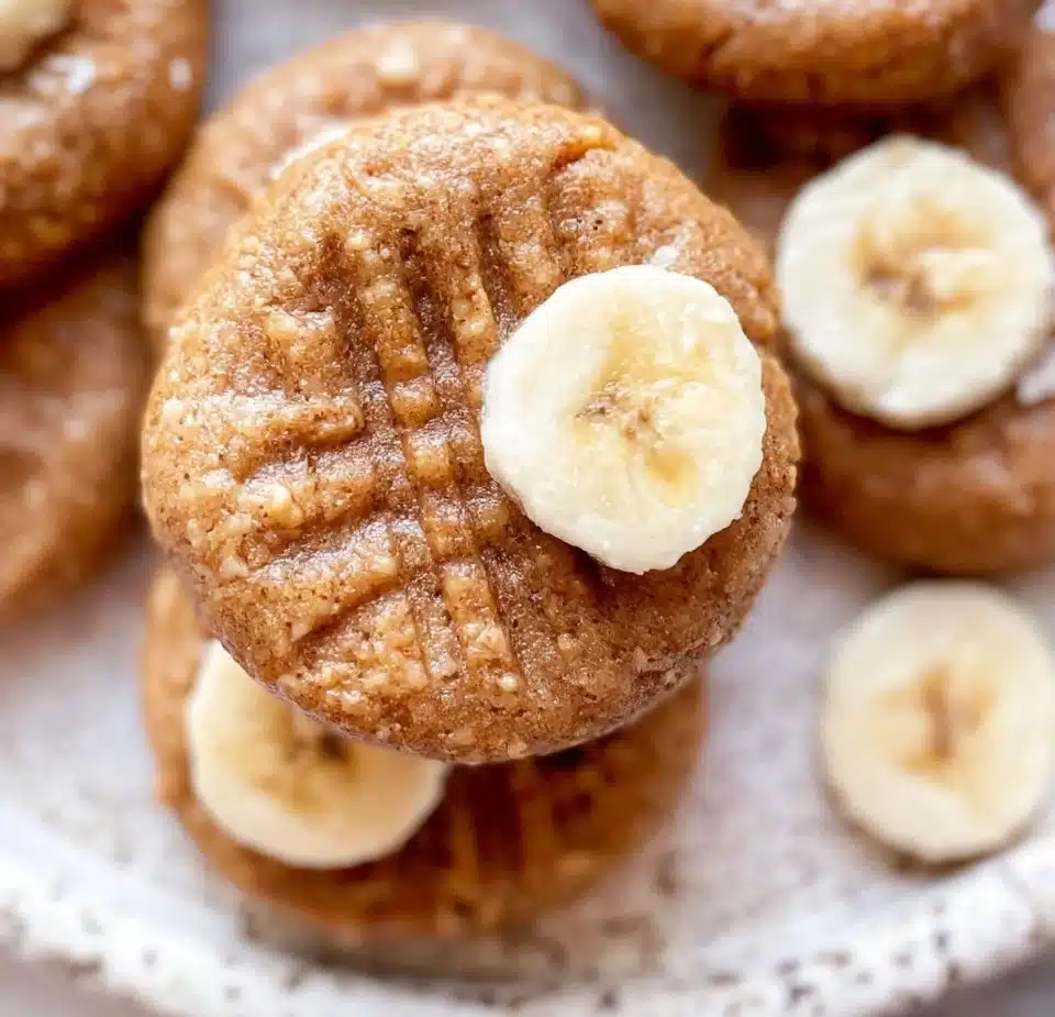 Delicious banana peanut butter cookies on a baking tray