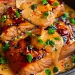 Bang Bang Salmon dish garnished and plated for a delicious seafood meal