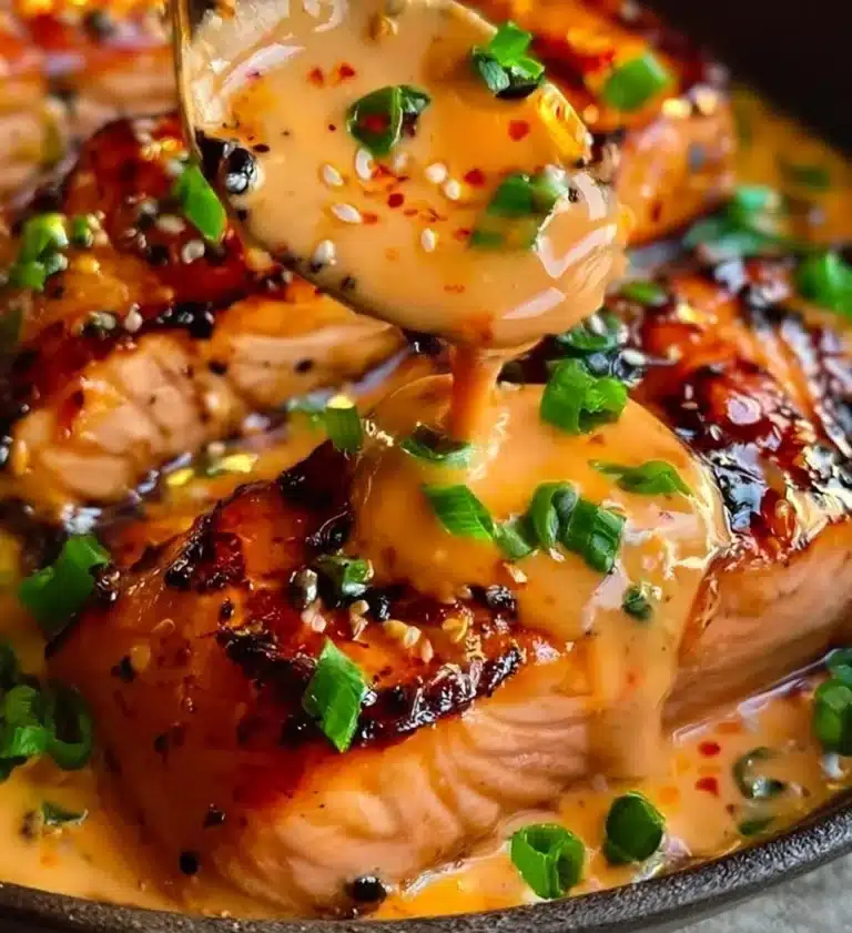 Bang Bang Salmon dish garnished and plated for a delicious seafood meal