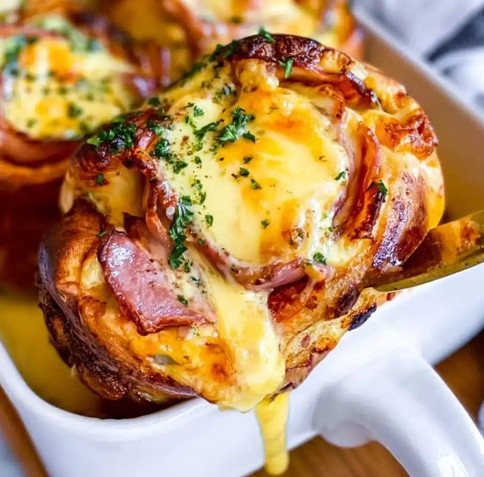 Freshly made breakfast roll filled with bacon and eggs