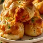 Buffalo Ranch Chicken Bombs served on a plate, garnished with ranch dipping sauce.