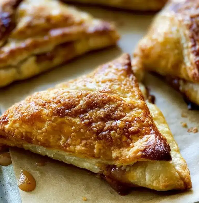 Delicious butterscotch pear turnovers baked to golden perfection