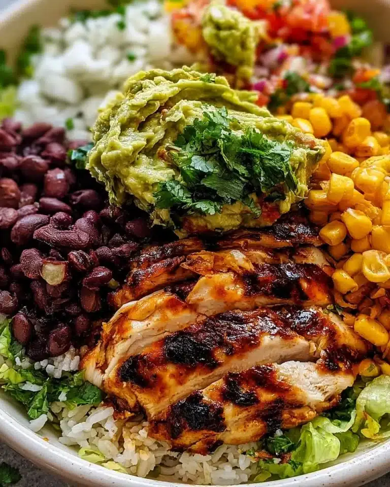 Delicious Chicken Burrito Bowl with fresh ingredients and vibrant colors