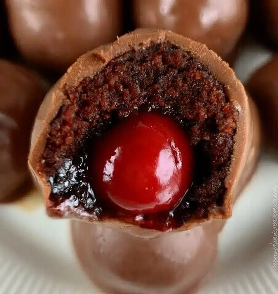 Chocolate covered cherry treat, sweet and delicious dessert option.