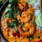 Delicious Coconut Shrimp Curry served in a bowl with fresh herbs