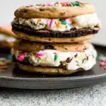 Delicious cookie ice cream sandwiches with creamy filling and fresh ingredients