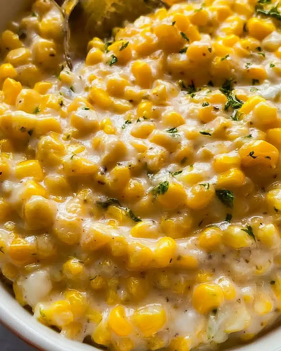 Delicious bowl of homemade creamed corn served as a side dish