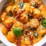 Crispy fried gnocchi served with herbs and dipping sauce