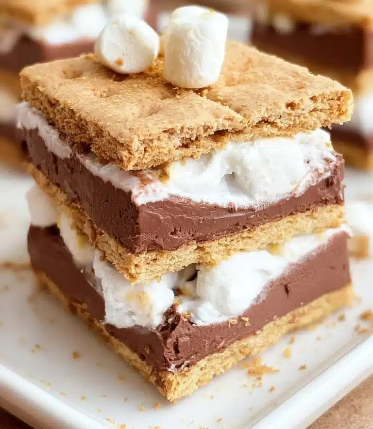 Delicious frozen s'mores dessert with chocolate and marshmallows