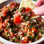 Bowl of vibrant homemade salsa made with fresh ingredients