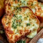 Mozzarella Parmesan Garlic Bread served with herbs
