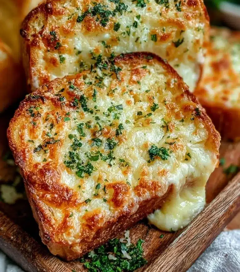 Mozzarella Parmesan Garlic Bread served with herbs