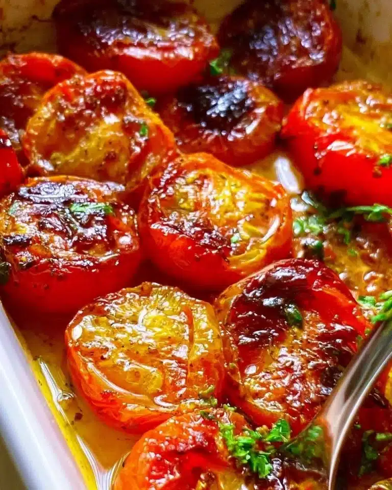 Delicious roasted tomatoes fresh out of the oven, perfect for various recipes.