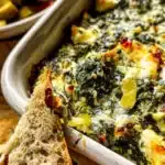 Creamy Spinach Pepperoncini Feta Dip served in a bowl