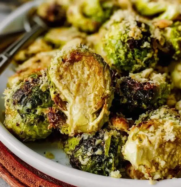 Delicious Tahini Caesar Brussels Sprouts dish garnished with herbs