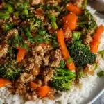 Colorful Teriyaki Stir Fry with vegetables and chicken in a vibrant sauce