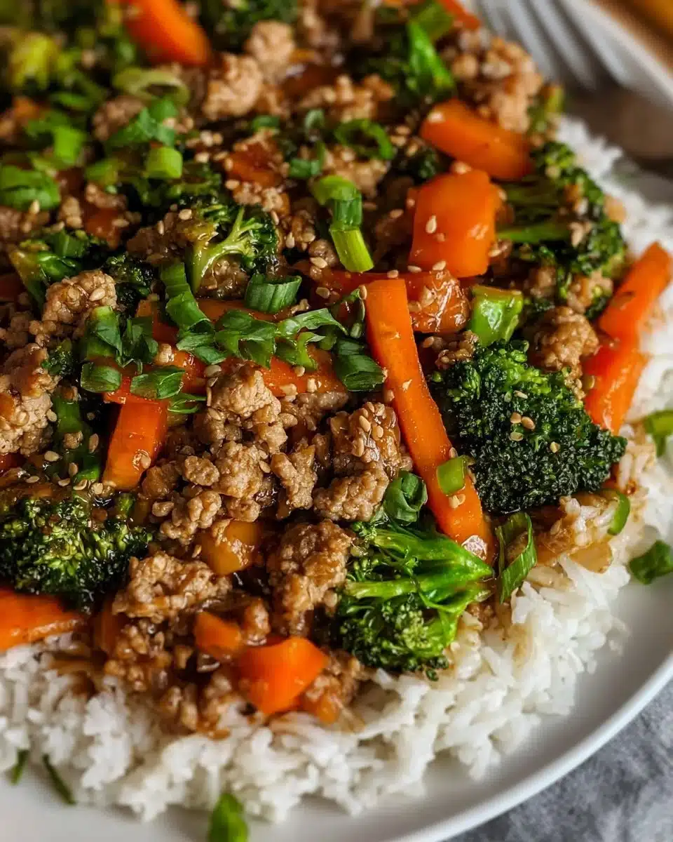 Colorful Teriyaki Stir Fry with vegetables and chicken in a vibrant sauce