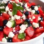 Fresh watermelon feta salad with mint and a light dressing