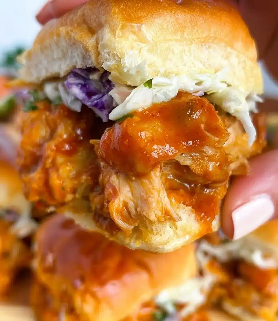 Delicious chicken sliders on a wooden platter with fresh ingredients