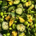 Cucumber Edamame Avocado Salad with fresh ingredients in a vibrant bowl