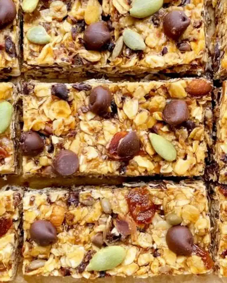 Homemade granola bars with nuts and fruits for a healthy snack option