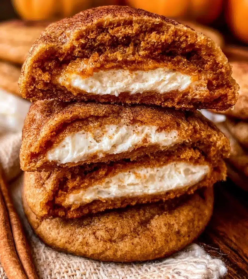 Delicious Pumpkin Cheesecake Cookies topped with creamy pumpkin frosting