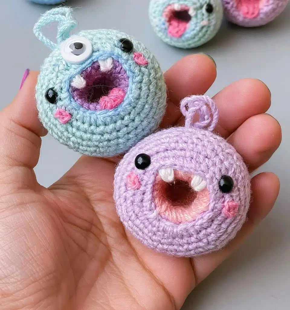 Colorful Donut Amigurumi plush toy handmade from yarn