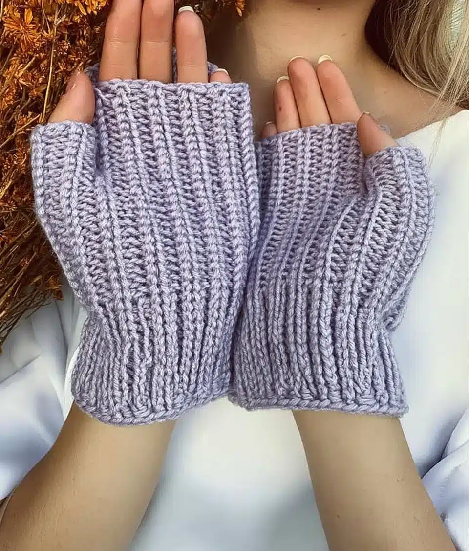 Stylish ribbed fingerless gloves for warmth and comfort