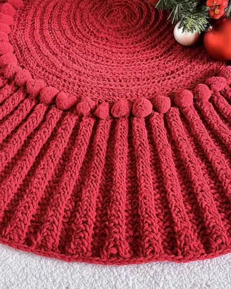 Decorative tree skirt for Christmas trees, adding charm and elegance to holiday decor.