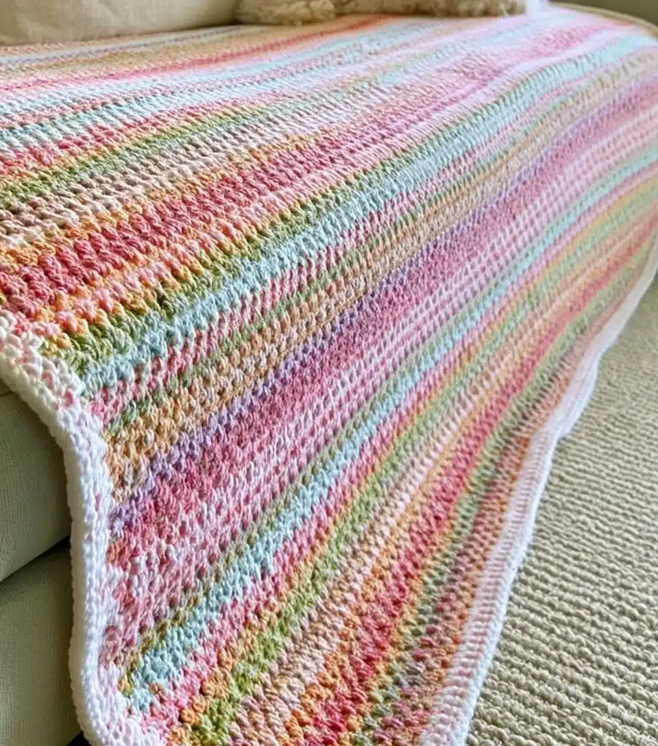 Rainbow Peaks Alpine Stitch Blanket Pattern