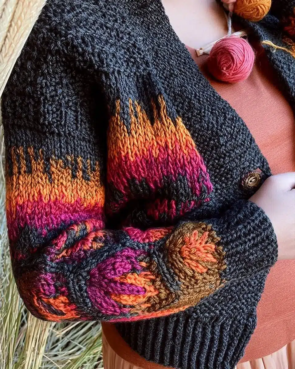 Autumn’s Charm Mosaic Crochet Cardigan