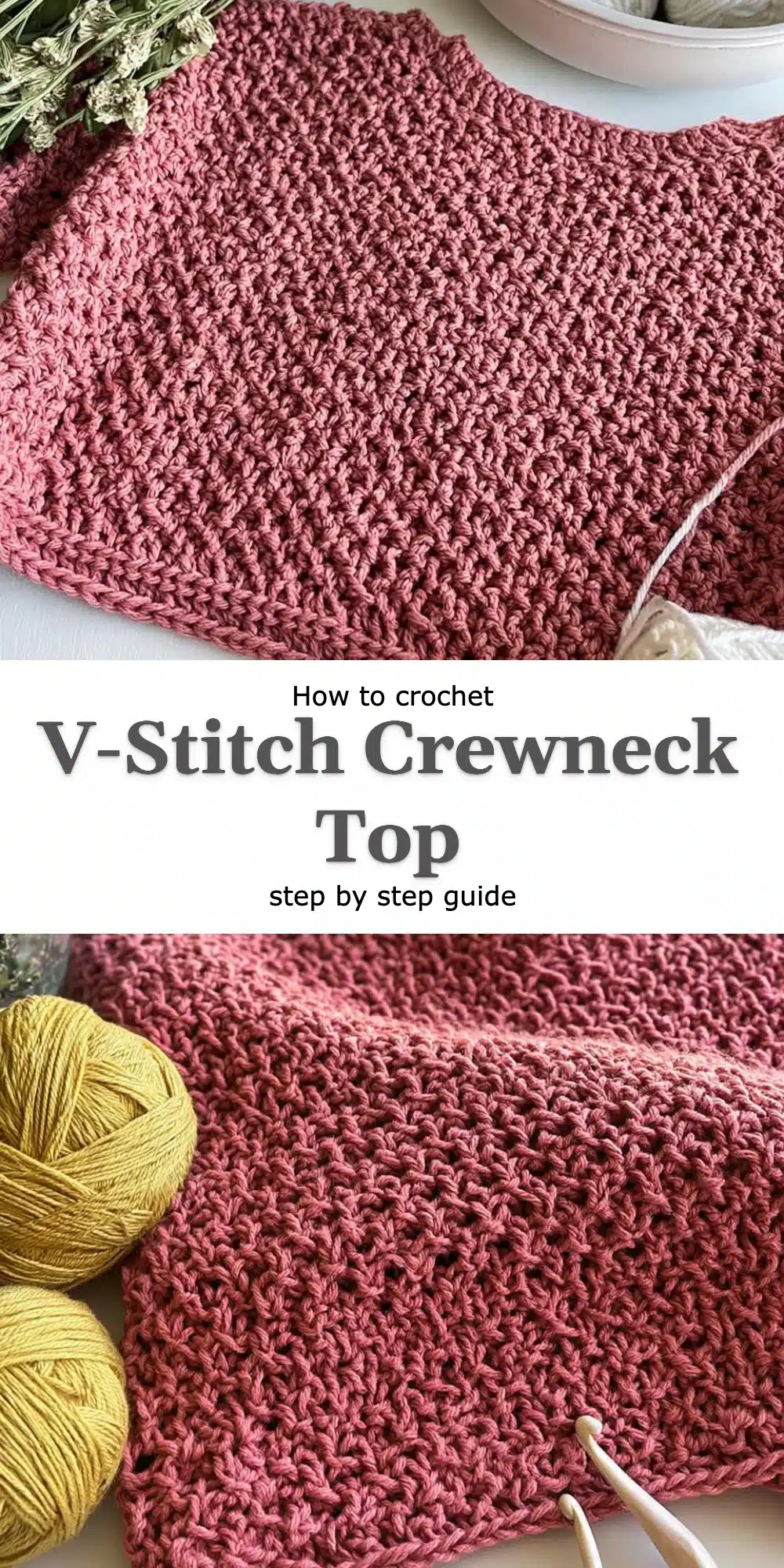V-Stitch Crewneck Top
